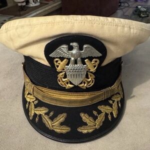 US NAVY Commander Dress Cap Bancroft Named CDR David L. Arnold Mid-20th Century